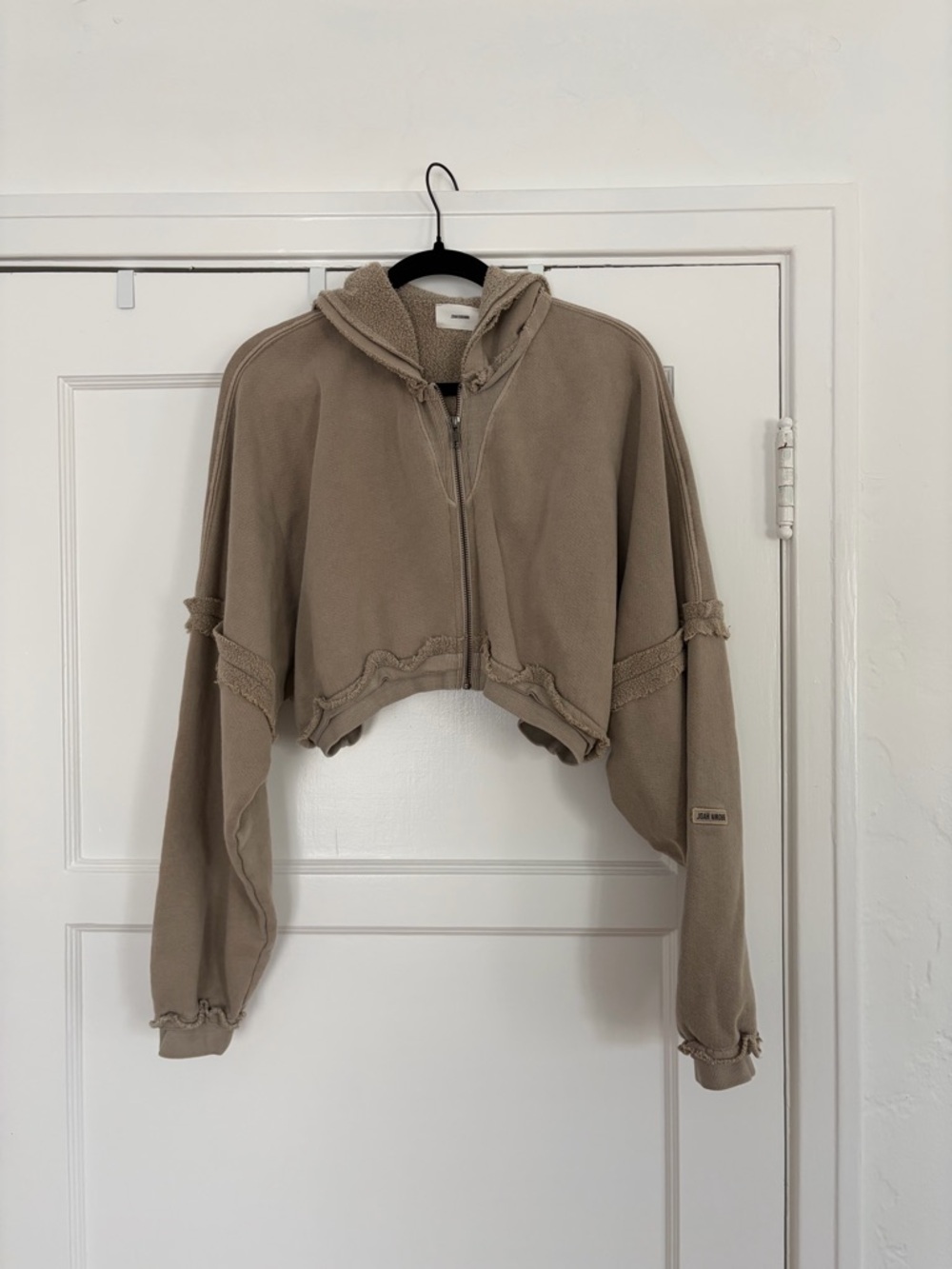 Joah Brown Cropped Zip-Up Hoodie Jacket